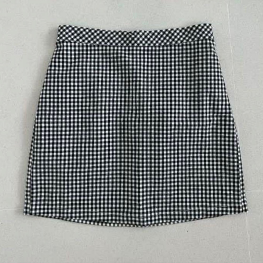 Revolve Majorelle Josie Black White Gingham Cotton Mini Skirt size Small